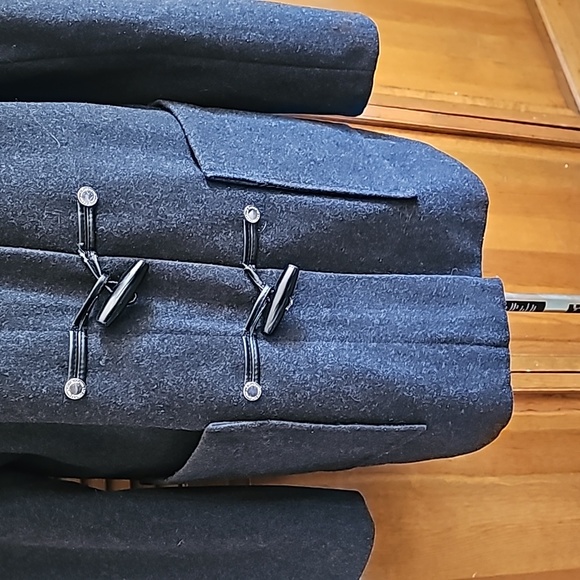 Liz Claiborne wool hooded long jacket zipper front decorative buttons Large - Picture 3 of 11